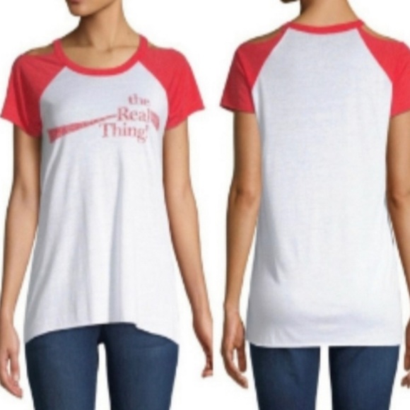 Chaser NWT Red/White Coca-Cola “The Real Thing” Tee w/Shoulder Cutouts M - Picture 3 of 10